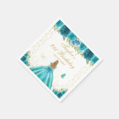 Blauwgroen Bloemen Blond Haar Prinses Verjaardagsf Servet (Hoek)