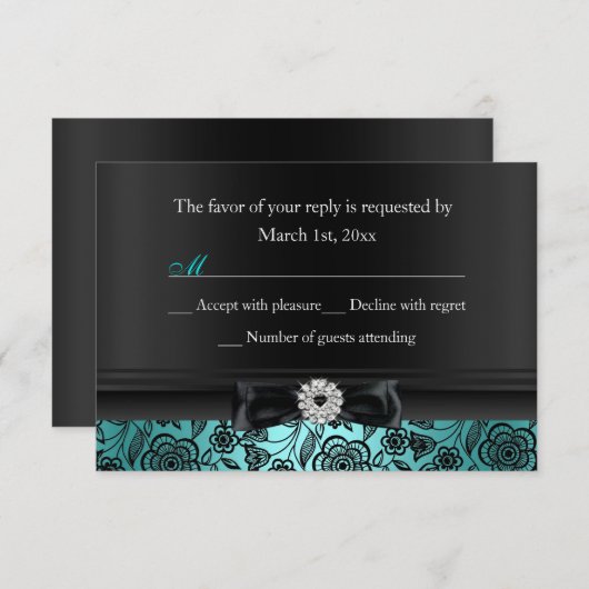  Blauwgroen Bloemen & Boog RSVP (Voorkant / Achterkant)