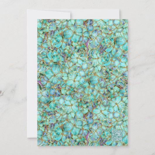 Blauwgroen bloemen Bridal Shower Uitnodiging (Achterkant)