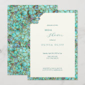 Blauwgroen bloemen Bridal Shower Uitnodiging (Voorkant / Achterkant)