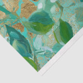 Blauwgroen Bloemen Cheetah Print Decoupage Tissuepapier (Detail)