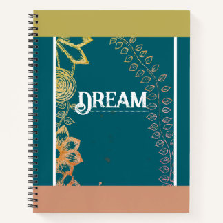 Blauwgroen bloemen "Dream" Notitieboek