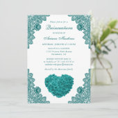 Blauwgroen Bloemen Quinceañera 15e Verjaardagsuitn Kaart (Staand voorkant)