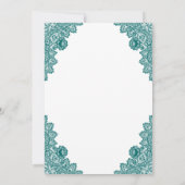 Blauwgroen Bloemen Quinceañera 15e Verjaardagsuitn Kaart (Achterkant)