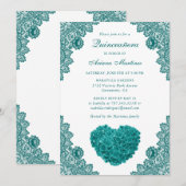 Blauwgroen Bloemen Quinceañera 15e Verjaardagsuitn Kaart (Voorkant / Achterkant)