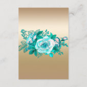 Blauwgroen Bloemen Romance Gouden Bruiloft Details Informatiekaartje (Achterkant)