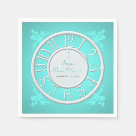 Blauwgroen Bloemen Rond de Klok Douche Servet (Voorkant)