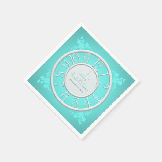 Blauwgroen Bloemen Rond de Klok Douche Servet (Hoek)