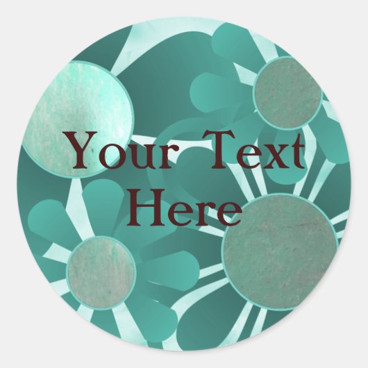 Blauwgroen bloemen Stickers (Voorkant)