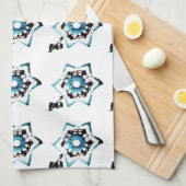 Blauwgroen bloemen theedoek (Quarter Fold)