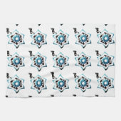 Blauwgroen bloemen theedoek (Horizontaal)