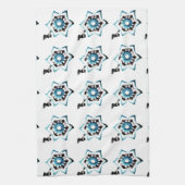 Blauwgroen bloemen theedoek (Verticaal)