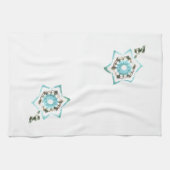 Blauwgroen bloemen theedoek (Horizontaal)