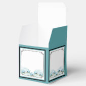 Blauwgroen Bloemen Waterverf Bruiloft Favor Box Bedankdoosjes (Geopend)