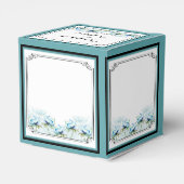 Blauwgroen Bloemen Waterverf Bruiloft Favor Box Bedankdoosjes (Achterkant)