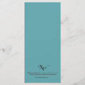 Blauwgroen Bloemen Waterverf Bruiloft Menu (Achterkant)