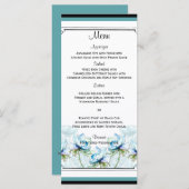 Blauwgroen Bloemen Waterverf Bruiloft Menu (Voorkant / Achterkant)