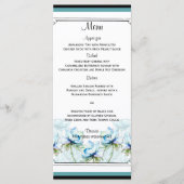 Blauwgroen Bloemen Waterverf Bruiloft Menu (Voorkant)