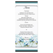 Blauwgroen Bloemen Waterverf Bruiloft Menu