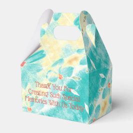 Blauwgroen bloemenbruiloft bedankdoosjes