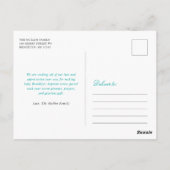 Blauwgroen Bloemenkruis Doop / Doop Dank u Briefkaart (Achterkant)