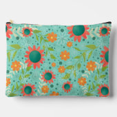 Blauwgroen bloemenpatroon Unieke aangepaste cosmet Etui (Voorkant)