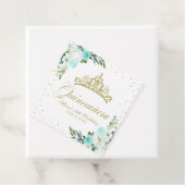 Blauwgroen bloemenquinceanera bedankjes labels (In situ)