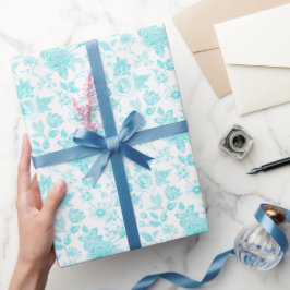 Blauwgroen Bloementoilet Cadeaupapier