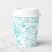 Blauwgroen Bloementoilet Papieren Bekers (Achterkant)