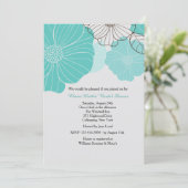 Blauwgroen bloemenuitnodiging kaart (Staand voorkant)