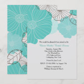 Blauwgroen bloemenuitnodiging kaart (Voorkant / Achterkant)