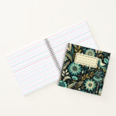 Blauwgroen bloemenvierkant notitieboek (Binnen)