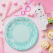 Blauwgroen bloemetjesformeel trouwpapier bord (Feest)