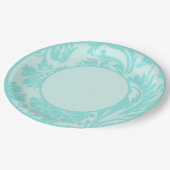 Blauwgroen bloemetjesformeel trouwpapier bord (Gekanteld)