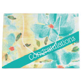 Blauwgroen Bloemig Groot Cadeauzakje (Voorkant)