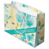 Blauwgroen Bloemig Groot Cadeauzakje (Achterkant Gekanteld)