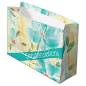 Blauwgroen Bloemig Groot Cadeauzakje (Voorkant Gekanteld)