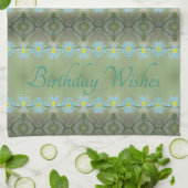 Blauwgroen bloemig ontwerp met patronen theedoek (Gevouwen)