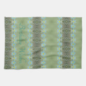 Blauwgroen bloemig ontwerp met patronen theedoek (Horizontaal)