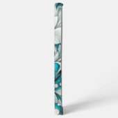 Blauwgroen bloemige donzige witte veren samsung galaxy hoesje (Linkerkant)