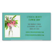 Blauwgroen bloemist magnetisch visitekaartje (Voorkant)