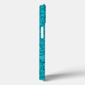 Blauwgroen bloemmotief Monogram Initiaal Case-Mate iPhone Case (Achterkant / Rechts)