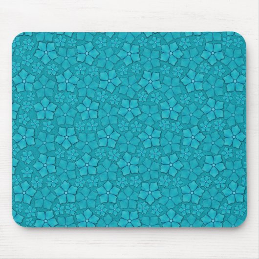 Blauwgroen bloemmotief muismat (Voorkant)