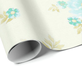  blauwgroen bloempatroon cadeaupapier