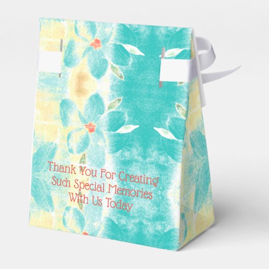 Blauwgroen Bloemrijke Bruiloft Bedankdoosjes (Achterkant)