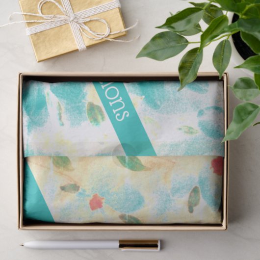 Blauwgroen bloemrijke felicitaties Tissuepapier (Geschenk)