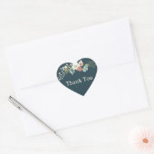 Blauwgroen bloesems hart sticker (Envelop)