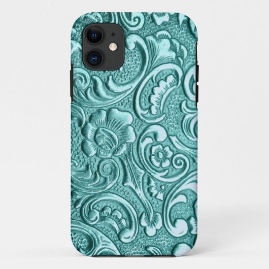Blauwgroen blokletsdruk I Phone. Case-Mate iPhone Case (Achterkant)