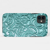 Blauwgroen blokletsdruk I Phone. Case-Mate iPhone Case (Achterkant (horizontaal))