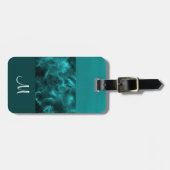 Blauwgroen blokstrepen bagagelabel (Voorkant horizontaal)